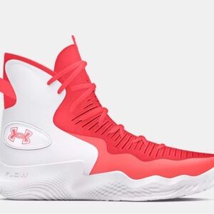 Under Armour Red and White Athletic Sneakers